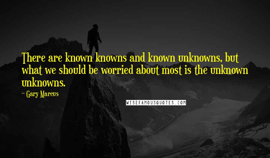 Gary Marcus Quotes: There are known knowns and known unknowns, but what we should be worried about most is the unknown unknowns.