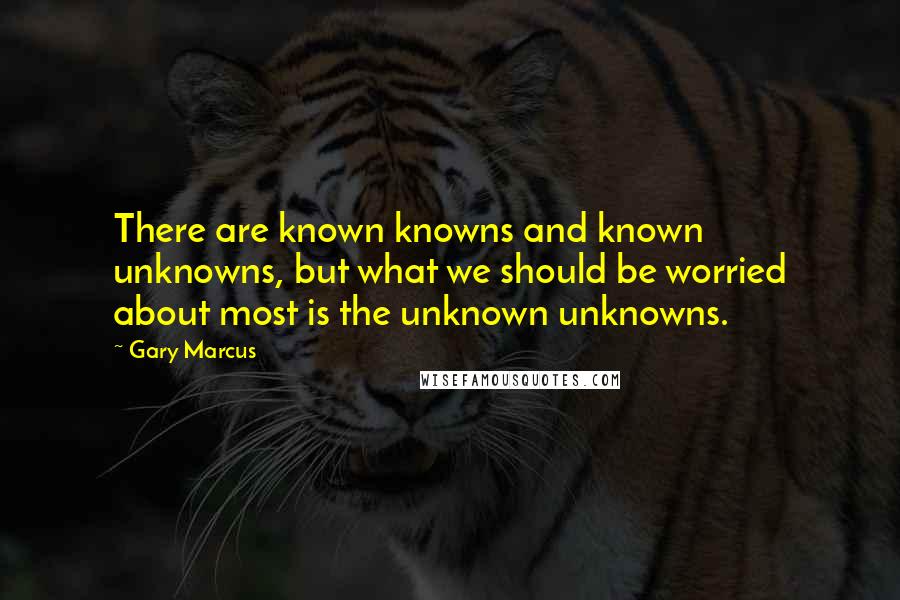 Gary Marcus Quotes: There are known knowns and known unknowns, but what we should be worried about most is the unknown unknowns.