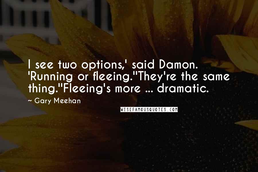 Gary Meehan Quotes: I see two options,' said Damon. 'Running or fleeing.''They're the same thing.''Fleeing's more ... dramatic.