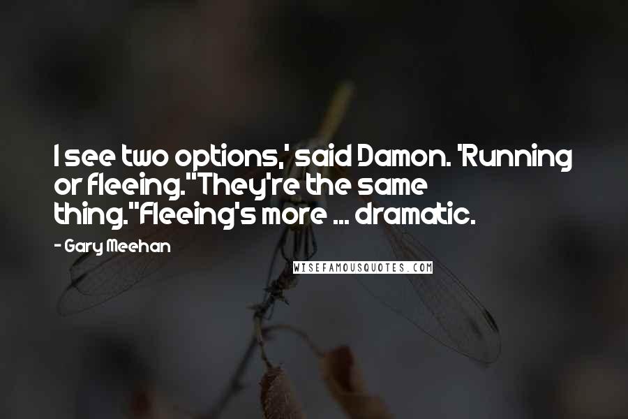 Gary Meehan Quotes: I see two options,' said Damon. 'Running or fleeing.''They're the same thing.''Fleeing's more ... dramatic.