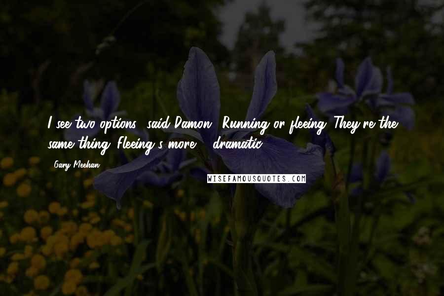 Gary Meehan Quotes: I see two options,' said Damon. 'Running or fleeing.''They're the same thing.''Fleeing's more ... dramatic.