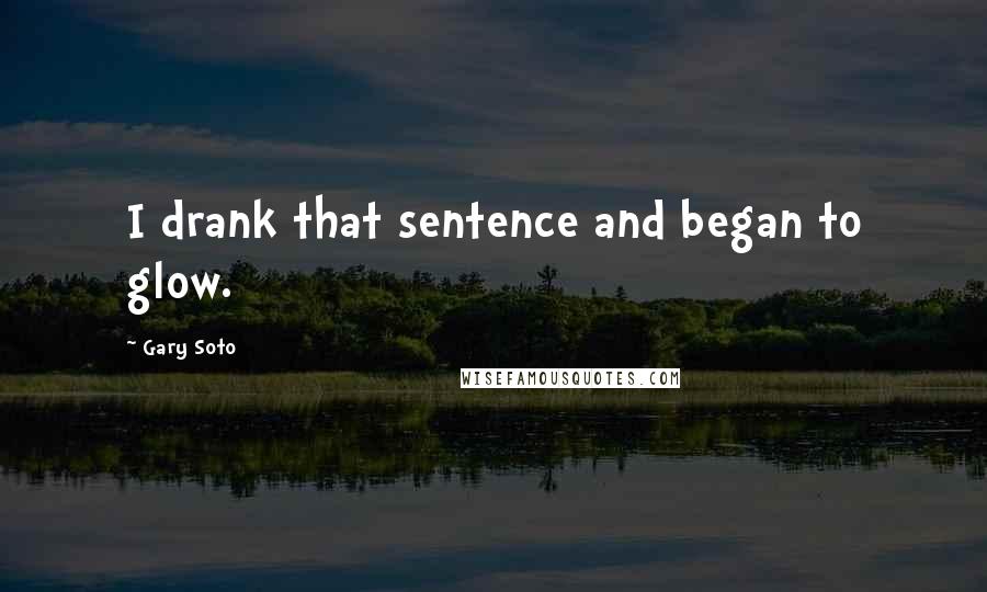Gary Soto Quotes: I drank that sentence and began to glow.