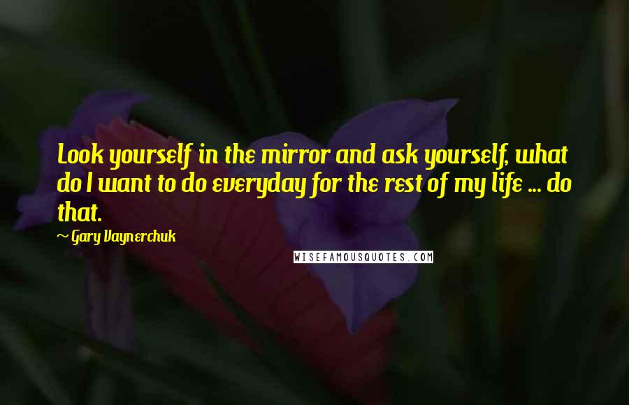 Gary Vaynerchuk Quotes: Look yourself in the mirror and ask yourself, what do I want to do everyday for the rest of my life ... do that.