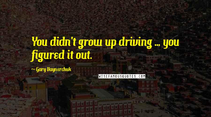 Gary Vaynerchuk Quotes: You didn't grow up driving ... you figured it out.