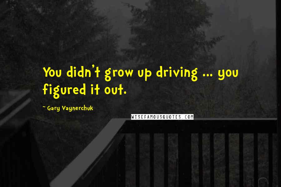 Gary Vaynerchuk Quotes: You didn't grow up driving ... you figured it out.