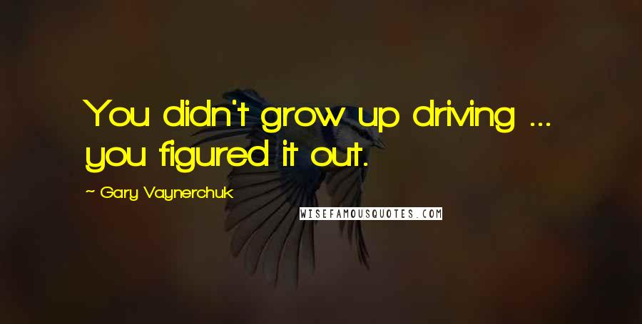 Gary Vaynerchuk Quotes: You didn't grow up driving ... you figured it out.