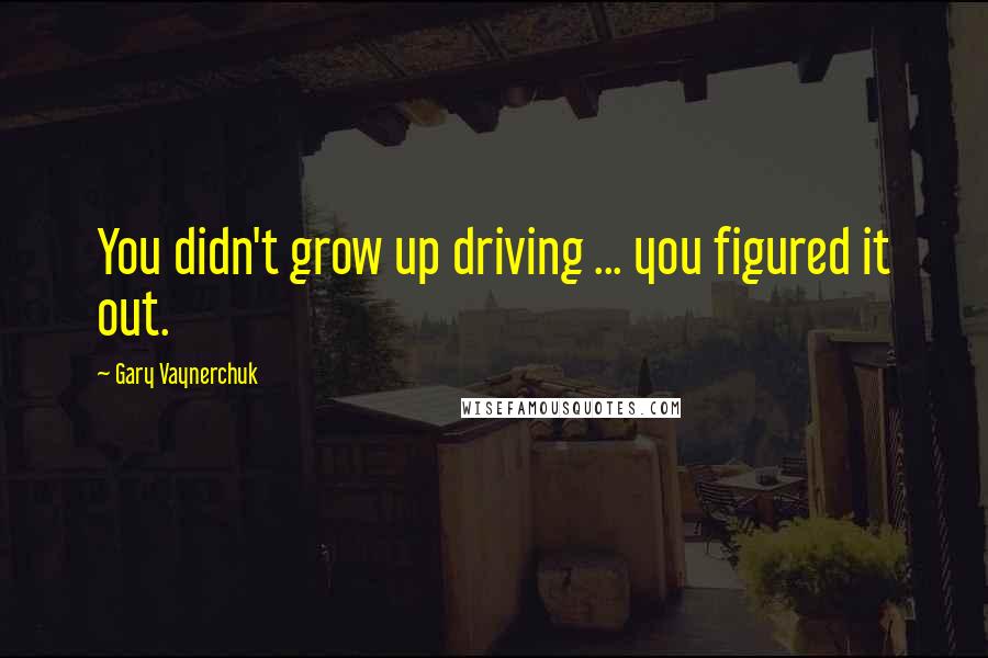 Gary Vaynerchuk Quotes: You didn't grow up driving ... you figured it out.