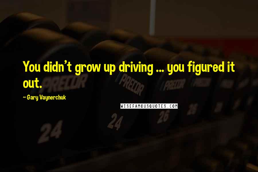 Gary Vaynerchuk Quotes: You didn't grow up driving ... you figured it out.