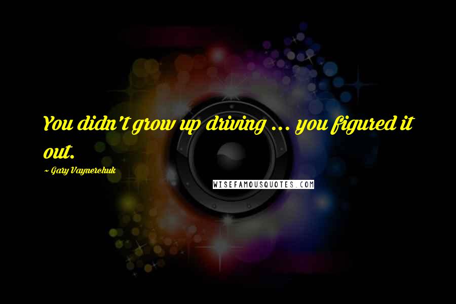 Gary Vaynerchuk Quotes: You didn't grow up driving ... you figured it out.