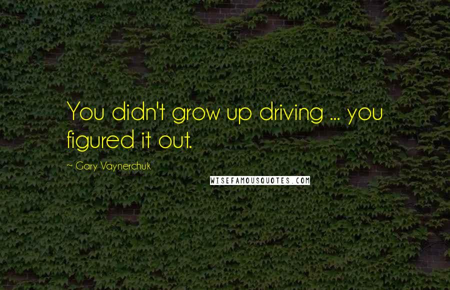 Gary Vaynerchuk Quotes: You didn't grow up driving ... you figured it out.