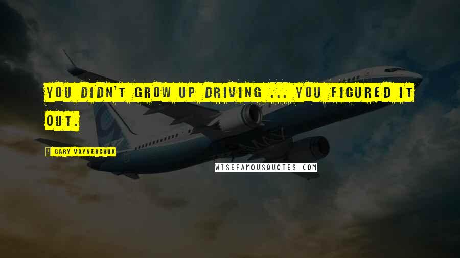 Gary Vaynerchuk Quotes: You didn't grow up driving ... you figured it out.