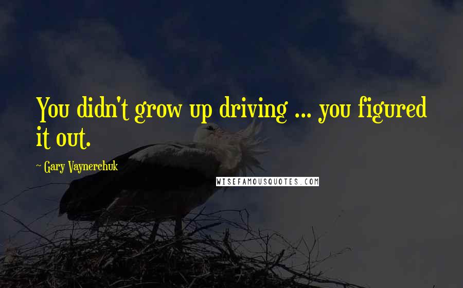 Gary Vaynerchuk Quotes: You didn't grow up driving ... you figured it out.