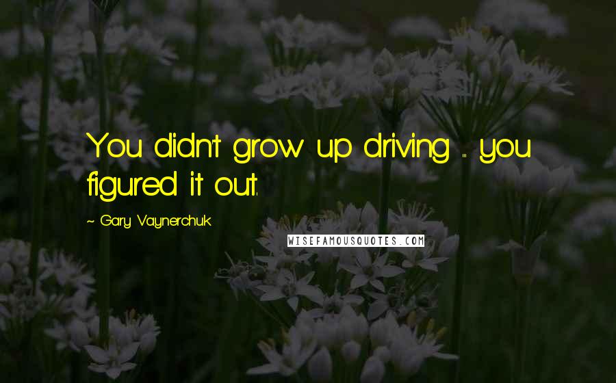Gary Vaynerchuk Quotes: You didn't grow up driving ... you figured it out.