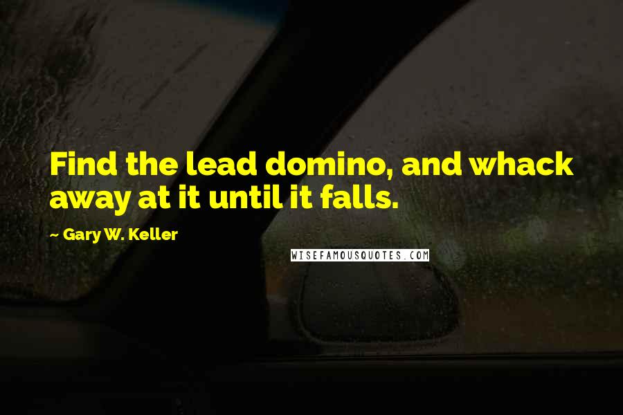 Gary W. Keller Quotes: Find the lead domino, and whack away at it until it falls.