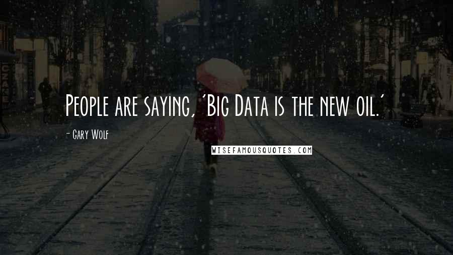 Gary Wolf Quotes: People are saying, 'Big Data is the new oil.'