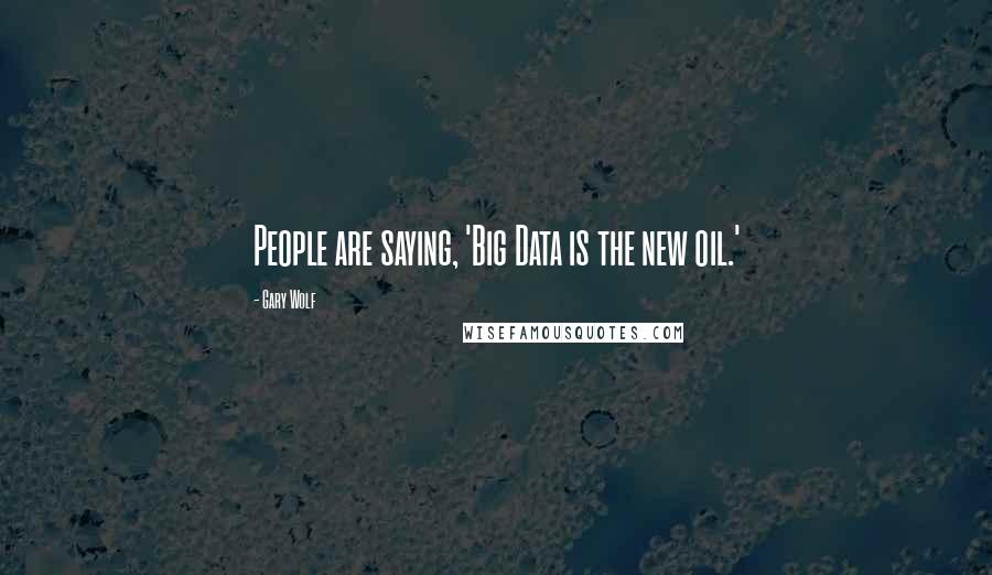 Gary Wolf Quotes: People are saying, 'Big Data is the new oil.'