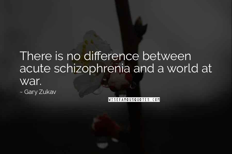 Gary Zukav Quotes: There is no difference between acute schizophrenia and a world at war.