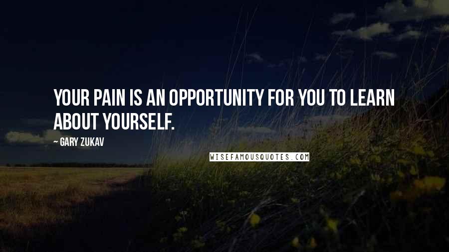 Gary Zukav Quotes: Your pain is an opportunity for you to learn about yourself.