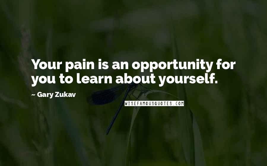 Gary Zukav Quotes: Your pain is an opportunity for you to learn about yourself.