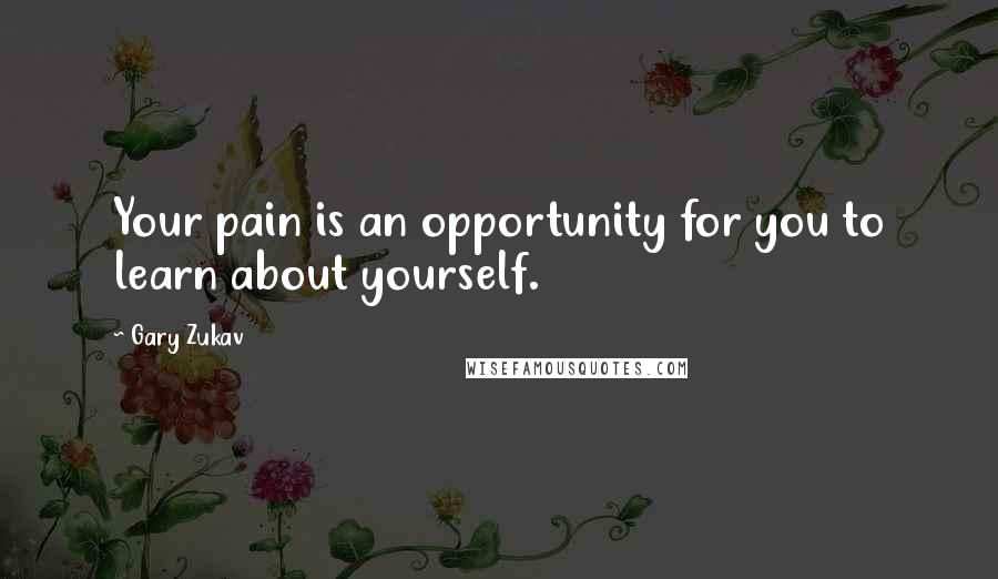 Gary Zukav Quotes: Your pain is an opportunity for you to learn about yourself.