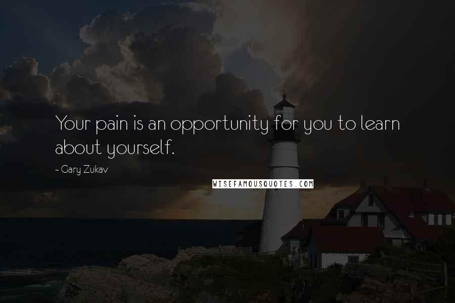 Gary Zukav Quotes: Your pain is an opportunity for you to learn about yourself.