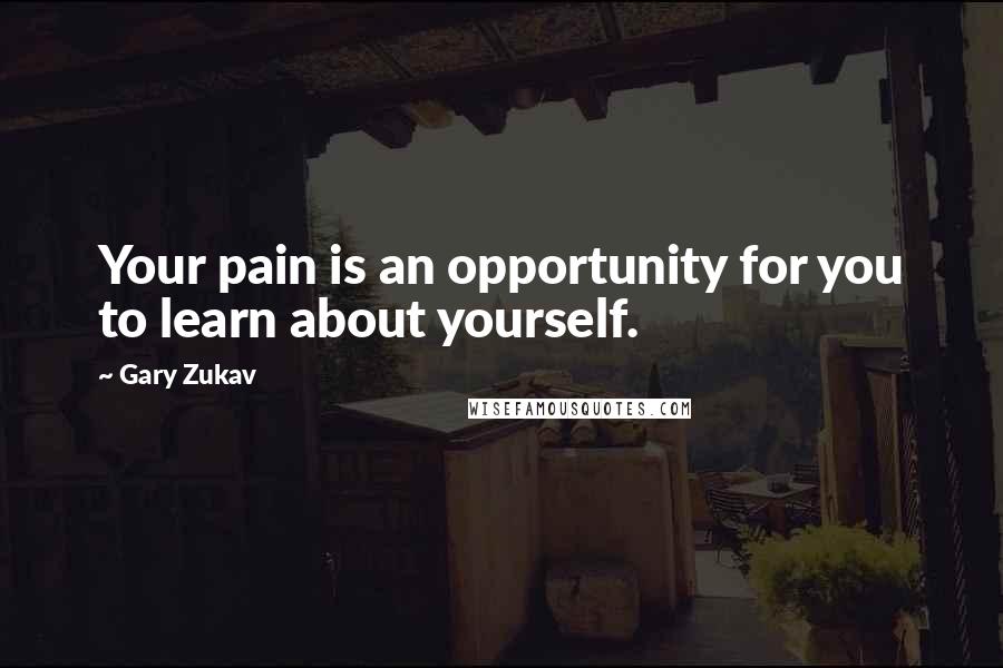 Gary Zukav Quotes: Your pain is an opportunity for you to learn about yourself.