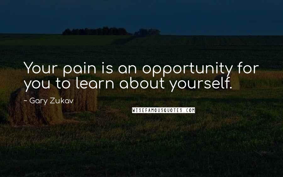 Gary Zukav Quotes: Your pain is an opportunity for you to learn about yourself.