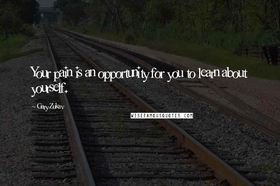 Gary Zukav Quotes: Your pain is an opportunity for you to learn about yourself.