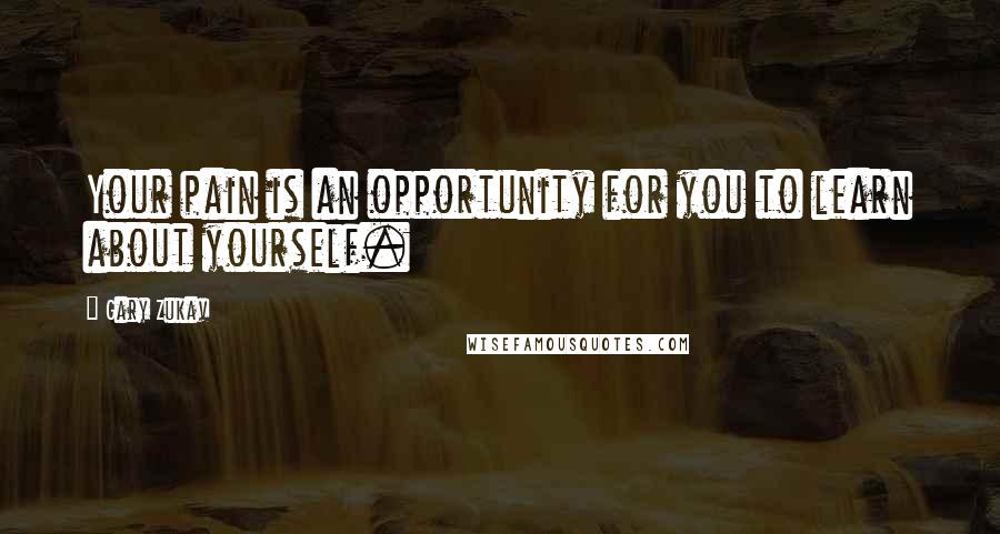 Gary Zukav Quotes: Your pain is an opportunity for you to learn about yourself.