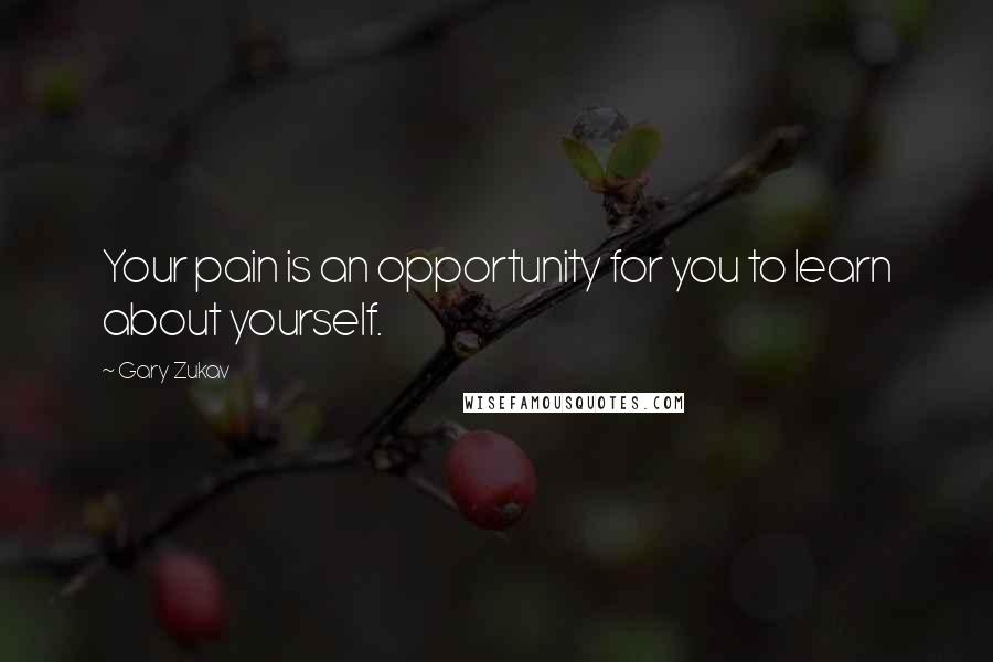 Gary Zukav Quotes: Your pain is an opportunity for you to learn about yourself.