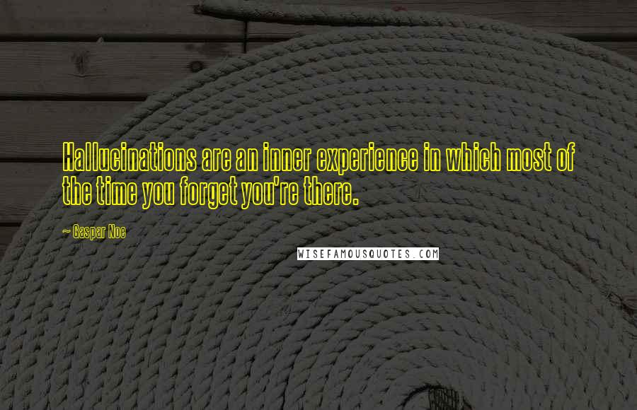 Gaspar Noe Quotes: Hallucinations are an inner experience in which most of the time you forget you're there.
