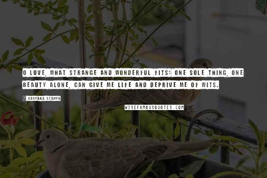 Gaspara Stampa Quotes: O love, what strange and wonderful fits: one sole thing, one beauty alone, can give me life and deprive me of wits.