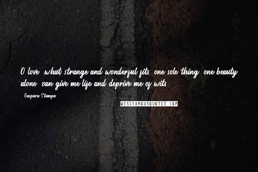 Gaspara Stampa Quotes: O love, what strange and wonderful fits: one sole thing, one beauty alone, can give me life and deprive me of wits.