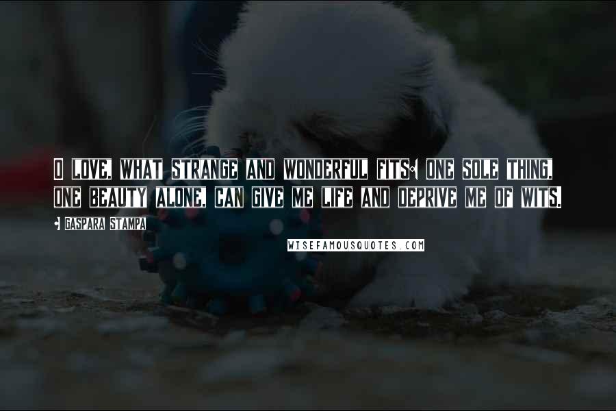 Gaspara Stampa Quotes: O love, what strange and wonderful fits: one sole thing, one beauty alone, can give me life and deprive me of wits.