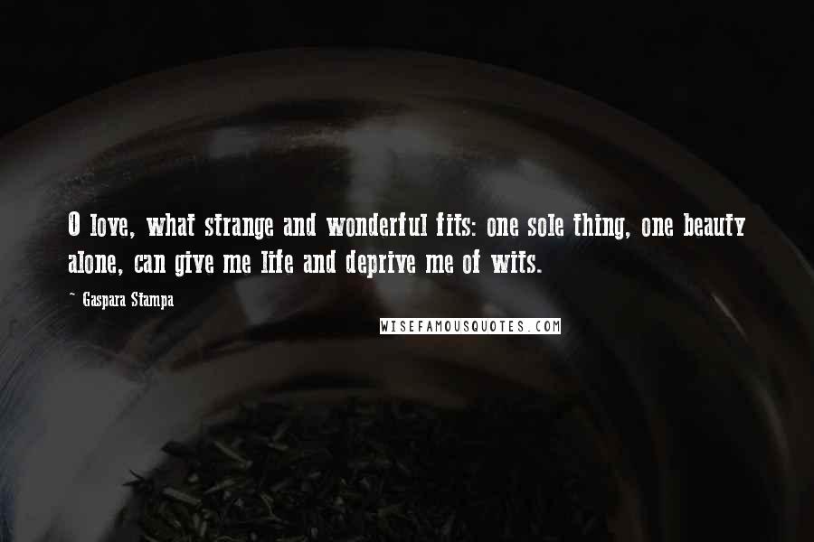 Gaspara Stampa Quotes: O love, what strange and wonderful fits: one sole thing, one beauty alone, can give me life and deprive me of wits.