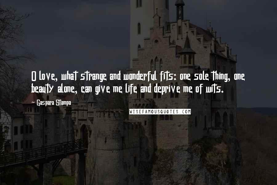 Gaspara Stampa Quotes: O love, what strange and wonderful fits: one sole thing, one beauty alone, can give me life and deprive me of wits.