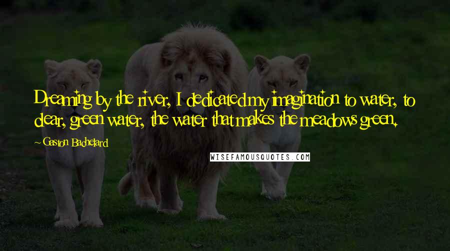 Gaston Bachelard Quotes: Dreaming by the river, I dedicated my imagination to water, to clear, green water, the water that makes the meadows green.