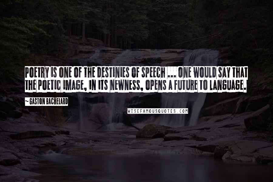 Gaston Bachelard Quotes: Poetry is one of the destinies of speech ... One would say that the poetic image, in its newness, opens a future to language.