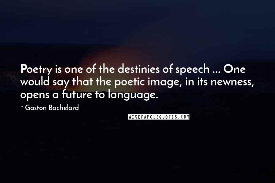 Gaston Bachelard Quotes: Poetry is one of the destinies of speech ... One would say that the poetic image, in its newness, opens a future to language.