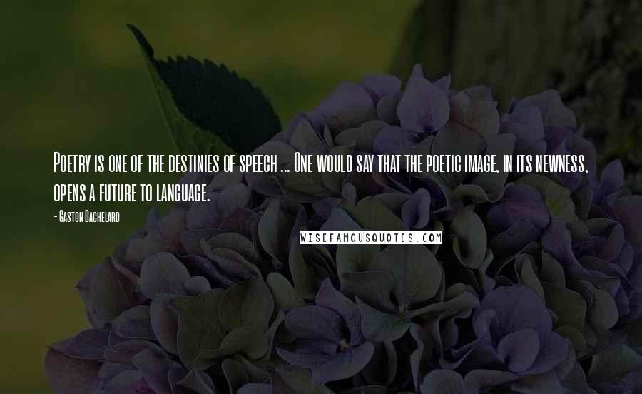 Gaston Bachelard Quotes: Poetry is one of the destinies of speech ... One would say that the poetic image, in its newness, opens a future to language.
