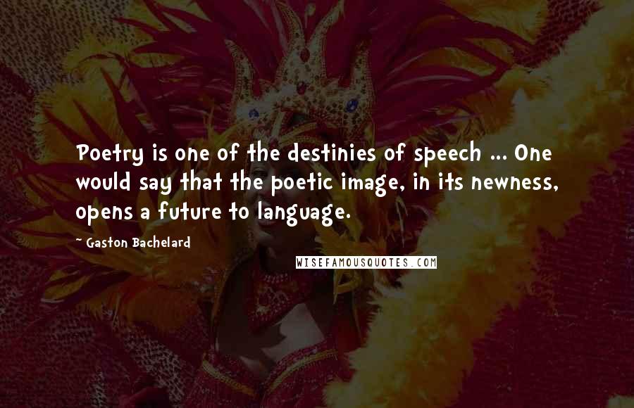 Gaston Bachelard Quotes: Poetry is one of the destinies of speech ... One would say that the poetic image, in its newness, opens a future to language.