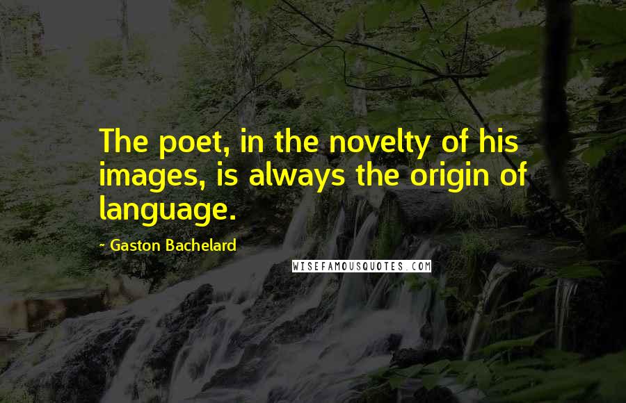 Gaston Bachelard Quotes: The poet, in the novelty of his images, is always the origin of language.