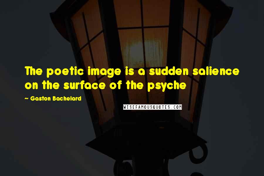 Gaston Bachelard Quotes: The poetic image is a sudden salience on the surface of the psyche