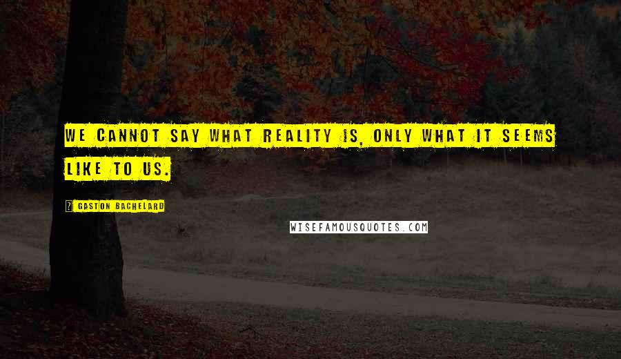 Gaston Bachelard Quotes: We cannot say what reality is, only what it seems like to us.