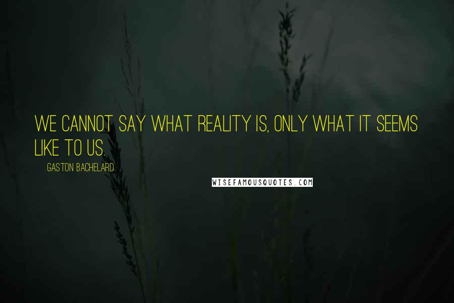 Gaston Bachelard Quotes: We cannot say what reality is, only what it seems like to us.
