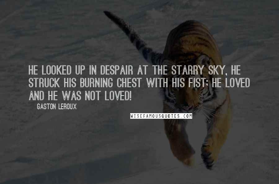 Gaston Leroux Quotes: He looked up in despair at the starry sky, he struck his burning chest with his fist; he loved and he was not loved!