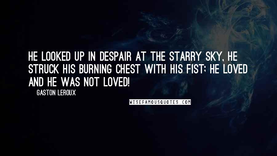 Gaston Leroux Quotes: He looked up in despair at the starry sky, he struck his burning chest with his fist; he loved and he was not loved!