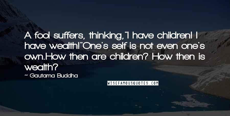 Gautama Buddha Quotes: A fool suffers, thinking,"I have children! I have wealth!"One's self is not even one's own.How then are children? How then is wealth?