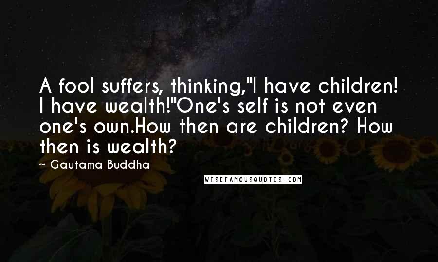 Gautama Buddha Quotes: A fool suffers, thinking,"I have children! I have wealth!"One's self is not even one's own.How then are children? How then is wealth?