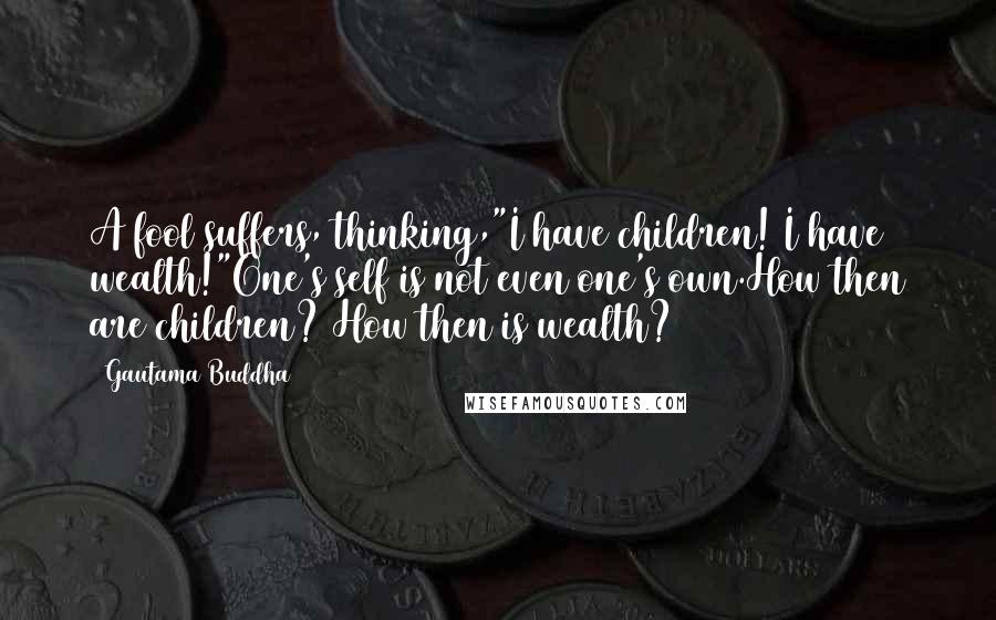 Gautama Buddha Quotes: A fool suffers, thinking,"I have children! I have wealth!"One's self is not even one's own.How then are children? How then is wealth?